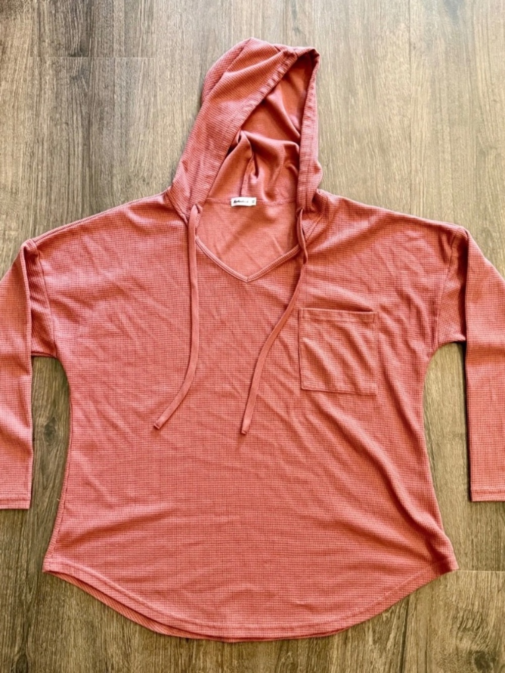 Morhuduck Women's Waffle Knit Lightweight Pullover Hoodie - Purple Red - Size XL